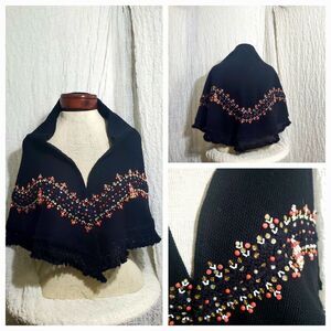 Rustan's VTGEmbellished Knit Shawl  Poncho